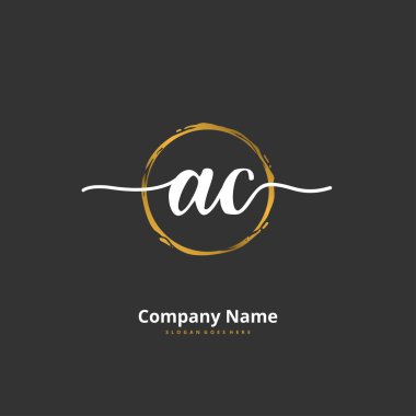 Bir C AC İlk el yazısı ve dairesel imzalı logo tasarımı. Moda, takım, düğün, lüks logo için güzel tasarım logosu.