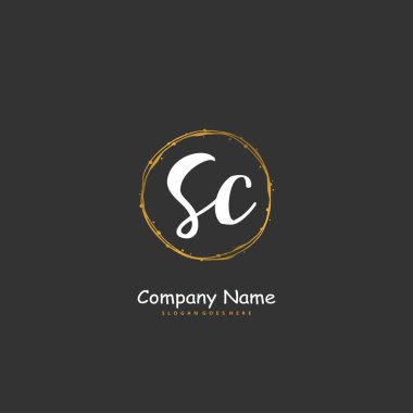 S C C SC İlk el yazısı ve daireyle imzalı logo tasarımı. Moda, takım, düğün, lüks logo için güzel tasarım logosu.