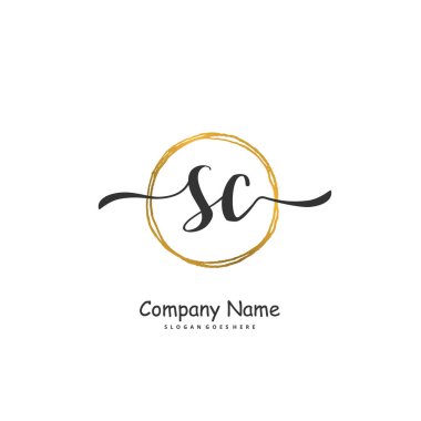 S C C SC İlk el yazısı ve daireyle imzalı logo tasarımı. Moda, takım, düğün, lüks logo için güzel tasarım logosu.