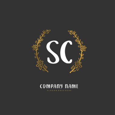 S C C SC İlk el yazısı ve daireyle imzalı logo tasarımı. Moda, takım, düğün, lüks logo için güzel tasarım logosu.