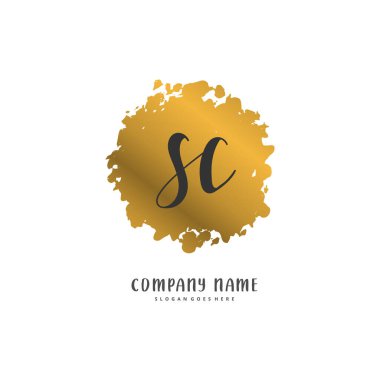 S C C SC İlk el yazısı ve daireyle imzalı logo tasarımı. Moda, takım, düğün, lüks logo için güzel tasarım logosu.