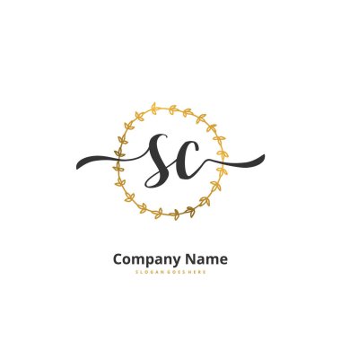S C C SC İlk el yazısı ve daireyle imzalı logo tasarımı. Moda, takım, düğün, lüks logo için güzel tasarım logosu.