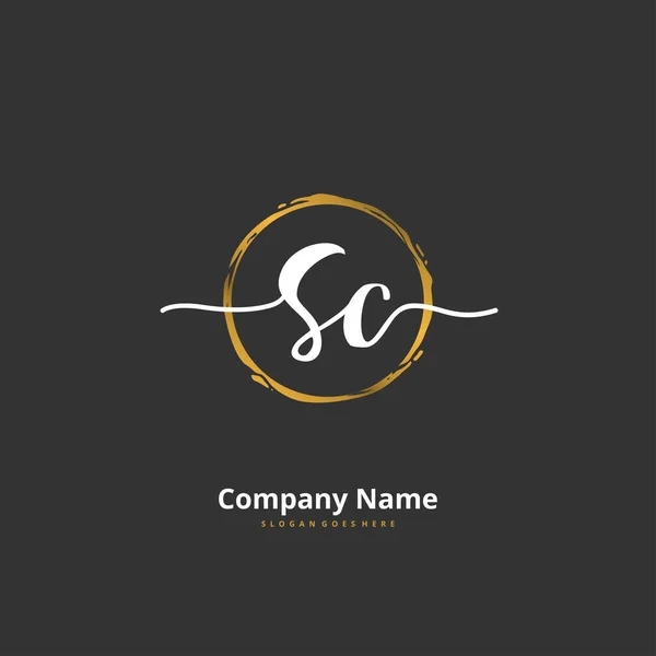 Diseño Inicial Del Logotipo Letra Firma Con Círculo Logotipo Escrito — Vector de stock