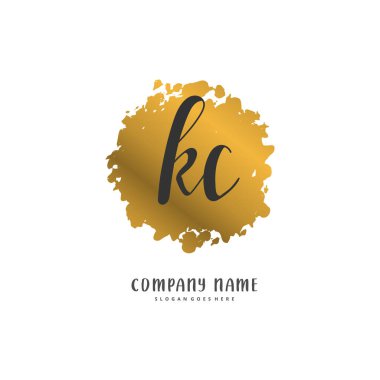 K C KC İlk el yazısı ve dairesel imza logosu tasarımı. Moda, takım, düğün, lüks logo için güzel tasarım logosu.