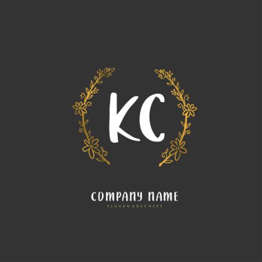 K C KC İlk el yazısı ve dairesel imza logosu tasarımı. Moda, takım, düğün, lüks logo için güzel tasarım logosu.