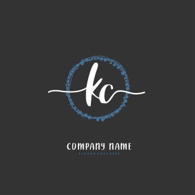 K C KC İlk el yazısı ve dairesel imza logosu tasarımı. Moda, takım, düğün, lüks logo için güzel tasarım logosu.