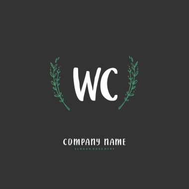W C WC İlk el yazısı ve daire şeklinde imzalı logo tasarımı. Moda, takım, düğün, lüks logo için güzel tasarım logosu.