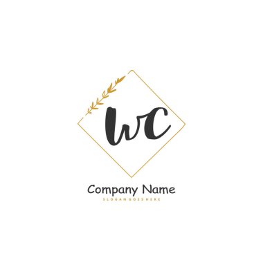 W C WC İlk el yazısı ve daire şeklinde imzalı logo tasarımı. Moda, takım, düğün, lüks logo için güzel tasarım logosu.
