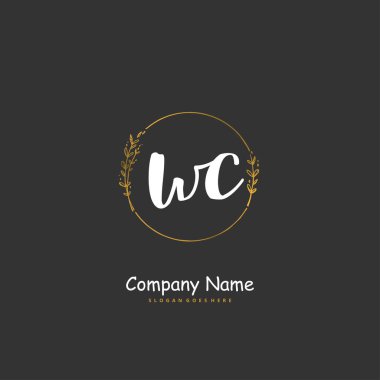 W C WC İlk el yazısı ve daire şeklinde imzalı logo tasarımı. Moda, takım, düğün, lüks logo için güzel tasarım logosu.