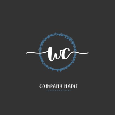 W C WC İlk el yazısı ve daire şeklinde imzalı logo tasarımı. Moda, takım, düğün, lüks logo için güzel tasarım logosu.