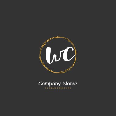 W C WC İlk el yazısı ve daire şeklinde imzalı logo tasarımı. Moda, takım, düğün, lüks logo için güzel tasarım logosu.