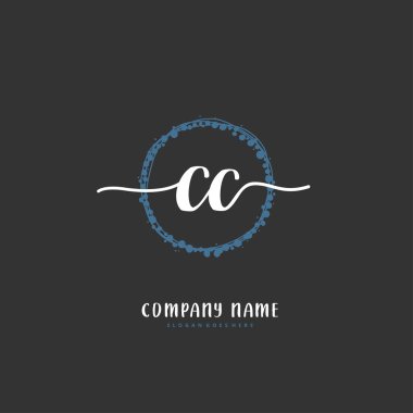 C CC İlk el yazısı ve daireyle imzalı logo tasarımı. Moda, takım, düğün, lüks logo için güzel tasarım logosu.