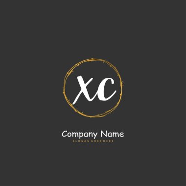 X C XC İlk el yazısı ve daire şeklinde imzalı logo tasarımı. Moda, takım, düğün, lüks logo için güzel tasarım logosu.