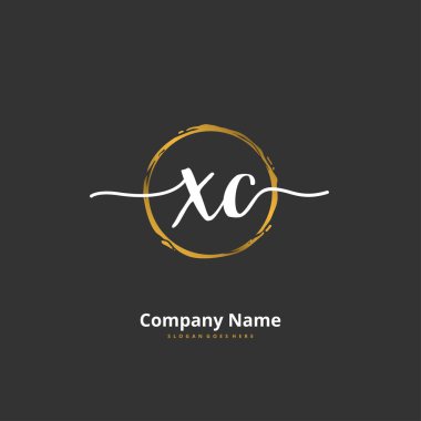 X C XC İlk el yazısı ve daire şeklinde imzalı logo tasarımı. Moda, takım, düğün, lüks logo için güzel tasarım logosu.