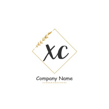 X C XC İlk el yazısı ve daire şeklinde imzalı logo tasarımı. Moda, takım, düğün, lüks logo için güzel tasarım logosu.