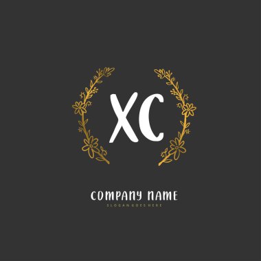 X C XC İlk el yazısı ve daire şeklinde imzalı logo tasarımı. Moda, takım, düğün, lüks logo için güzel tasarım logosu.