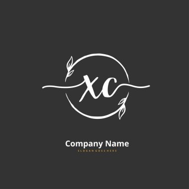 X C XC İlk el yazısı ve daire şeklinde imzalı logo tasarımı. Moda, takım, düğün, lüks logo için güzel tasarım logosu.