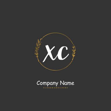 X C XC İlk el yazısı ve daire şeklinde imzalı logo tasarımı. Moda, takım, düğün, lüks logo için güzel tasarım logosu.