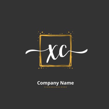 X C XC İlk el yazısı ve daire şeklinde imzalı logo tasarımı. Moda, takım, düğün, lüks logo için güzel tasarım logosu.