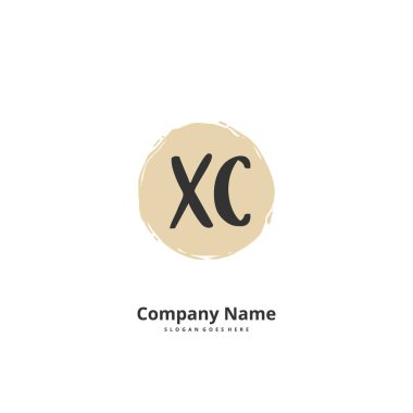 X C XC İlk el yazısı ve daire şeklinde imzalı logo tasarımı. Moda, takım, düğün, lüks logo için güzel tasarım logosu.