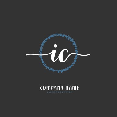I C IC ilk el yazısı ve daireyle imzalı logo tasarımı. Moda, takım, düğün, lüks logo için güzel tasarım logosu.