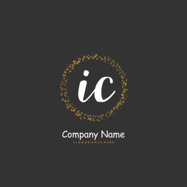 I C IC ilk el yazısı ve daireyle imzalı logo tasarımı. Moda, takım, düğün, lüks logo için güzel tasarım logosu.