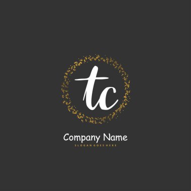 T C TC İlk el yazısı ve imzalı logo dizaynı daire şeklinde. Moda, takım, düğün, lüks logo için güzel tasarım logosu.