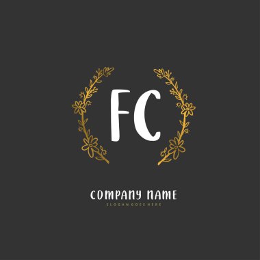 F C FC İlk el yazısı ve daire şeklinde imzalı logo tasarımı. Moda, takım, düğün, lüks logo için güzel tasarım logosu.
