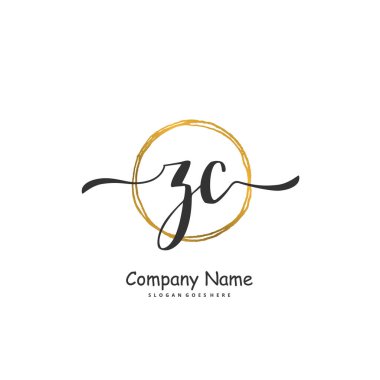 Z C ZC İlk el yazısı ve imzalı logo dizaynı daire şeklinde. Moda, takım, düğün, lüks logo için güzel tasarım logosu.