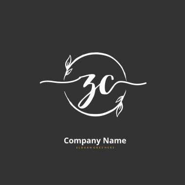 Z C ZC İlk el yazısı ve imzalı logo dizaynı daire şeklinde. Moda, takım, düğün, lüks logo için güzel tasarım logosu.