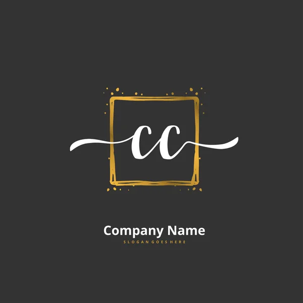 Diseño Inicial Del Logotipo Letra Firma Con Círculo Logotipo Escrito — Vector de stock