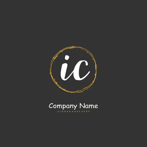 Projeto Inicial Caligrafia Logotipo Assinatura Com Círculo Logotipo Manuscrito Design — Vetor de Stock