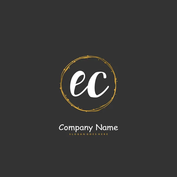 Diseño Inicial Del Logotipo Letra Firma Con Círculo Logotipo Escrito — Vector de stock