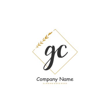G C GC ilk el yazısı ve daireyle imzalı logo tasarımı. Moda, takım, düğün, lüks logo için güzel tasarım logosu.