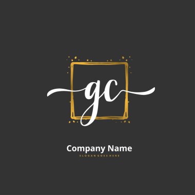 G C GC ilk el yazısı ve daireyle imzalı logo tasarımı. Moda, takım, düğün, lüks logo için güzel tasarım logosu.