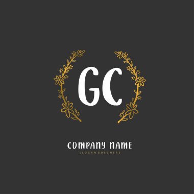 G C GC ilk el yazısı ve daireyle imzalı logo tasarımı. Moda, takım, düğün, lüks logo için güzel tasarım logosu.