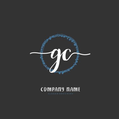 G C GC ilk el yazısı ve daireyle imzalı logo tasarımı. Moda, takım, düğün, lüks logo için güzel tasarım logosu.