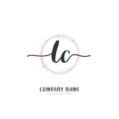 L C LC İlk el yazısı ve daireyle imzalı logo tasarımı. Moda, takım, düğün, lüks logo için güzel tasarım logosu.