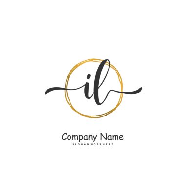 I L IL ilk el yazısı ve imzalı logo dizaynı daire şeklinde. Moda, takım, düğün, lüks logo için güzel tasarım logosu.