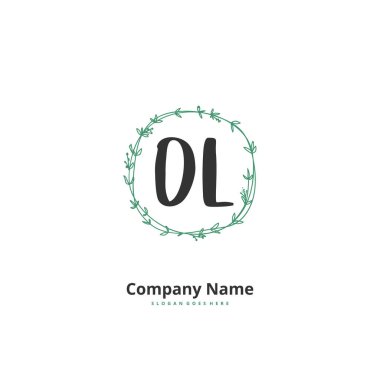 O L OL ilk el yazısı ve daireyle imzalı logo tasarımı. Moda, takım, düğün, lüks logo için güzel tasarım logosu.