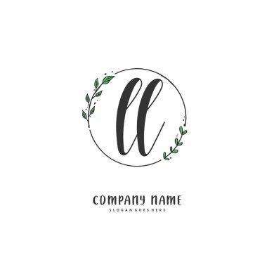 L ll İlk el yazısı ve daire şeklinde imzalı logo tasarımı. Moda, takım, düğün, lüks logo için güzel tasarım logosu.