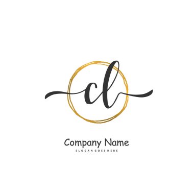 C L CL İlk el yazısı ve daireyle imzalı logo tasarımı. Moda, takım, düğün, lüks logo için güzel tasarım logosu.