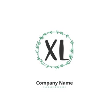 X L XL İlk el yazısı ve daireyle imzalı logo tasarımı. Moda, takım, düğün, lüks logo için güzel tasarım logosu.