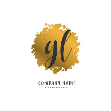 G L GL ilk el yazısı ve daireyle imzalı logo tasarımı. Moda, takım, düğün, lüks logo için güzel tasarım logosu.