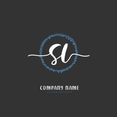 S L SL İlk el yazısı ve daireyle imzalı logo tasarımı. Moda, takım, düğün, lüks logo için güzel tasarım logosu.