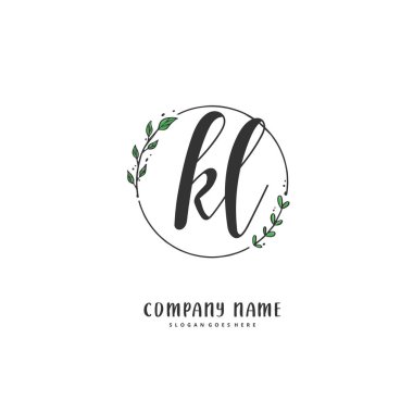 K L KL İlk el yazısı ve daireyle imzalı logo tasarımı. Moda, takım, düğün, lüks logo için güzel tasarım logosu.