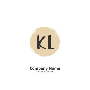 K L KL İlk el yazısı ve daireyle imzalı logo tasarımı. Moda, takım, düğün, lüks logo için güzel tasarım logosu.