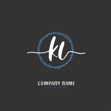 K L KL İlk el yazısı ve daireyle imzalı logo tasarımı. Moda, takım, düğün, lüks logo için güzel tasarım logosu.