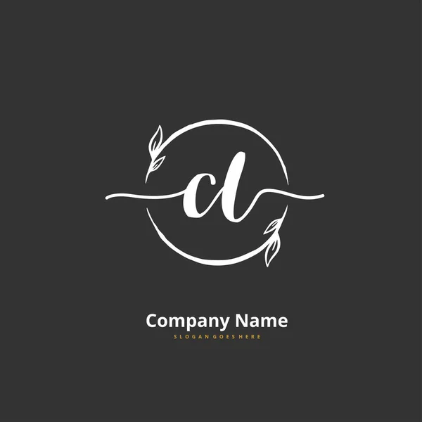 Diseño Inicial Del Logotipo Letra Firma Con Círculo Logotipo Escrito — Vector de stock