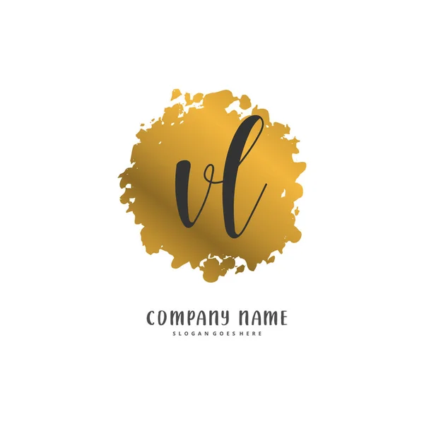 Iniziale Scrittura Mano Firma Logo Design Con Cerchio Bella Progettazione — Vettoriale Stock